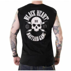 Men's Tank Top BLACK HEART - BASTRAD SKULL - BLACK