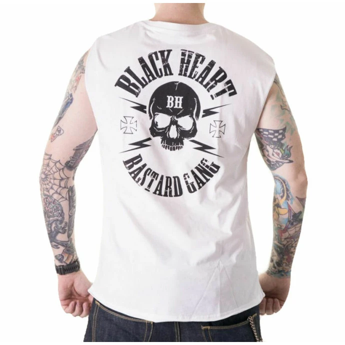 Men's Tank Top BLACK HEART - BASTRAD SKULL - WHITE 3 Men's Tank Top BLACK HEART - BASTRAD SKULL - WHITE