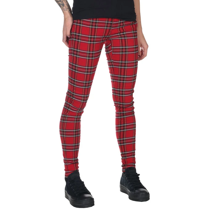 Women's Trousers URBAN CLASSICS - Skinny Tartan - Red / Blk 3 Women's Trousers URBAN CLASSICS - Skinny Tartan - Red / Blk