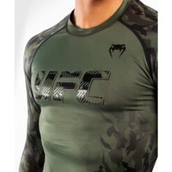 Men's T-shirt Long Sleeved UFC VENUM - Authentic Performance Rashguard - Khaki -Fashionable street clothing 39yx63ud