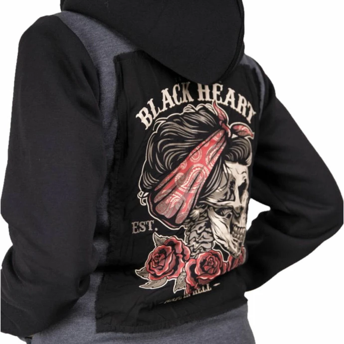 Women's Hoodie BLACK HEART - PIN UP SKULL - GREY 5 Women's Hoodie BLACK HEART - PIN UP SKULL - GREY - Image 3