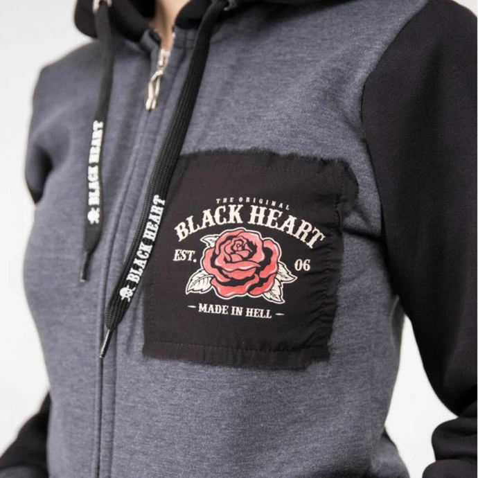 Women's Hoodie BLACK HEART - PIN UP SKULL - GREY 6 Women's Hoodie BLACK HEART - PIN UP SKULL - GREY - Image 4