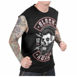 Men's Tank Top BLACK HEART - BEARD SKULL - BLACK -Fashionable street clothing 9817 2 triko black heart beard skull