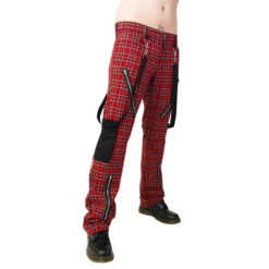 Trousers Black Pistol - Punk Pants Tartan Red-Green