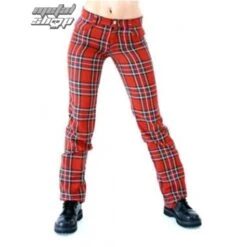 Pants Women Black Pistol - Tartan Pants Red-Green