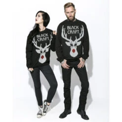Sweatshirt (no Hood) Men's - Black Metal Rudolph - BLACK CRAFT -Fashionable street clothing BC66