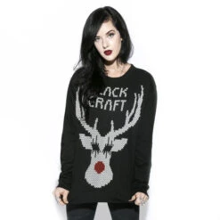 Sweatshirt (no Hood) Men's - Black Metal Rudolph - BLACK CRAFT -Fashionable street clothing BC68