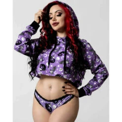 Women's Sweatshirt KILLSTAR - Purr Off Cropped - Plum