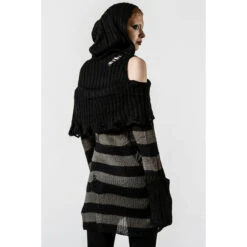 Women's Jumper KILLSTAR - Shallow Grave Hooded Knit -Fashionable street clothing SHALLOW GRAVE HOODED KNIT SWEATER D