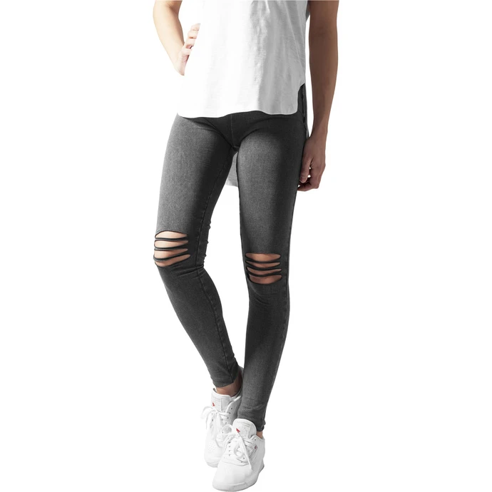 Women's Trousers (leggings) URBAN CLASSICS - Cutted Knee Leggings - Acid Black 3 Women's Trousers (leggings) URBAN CLASSICS - Cutted Knee Leggings - Acid Black