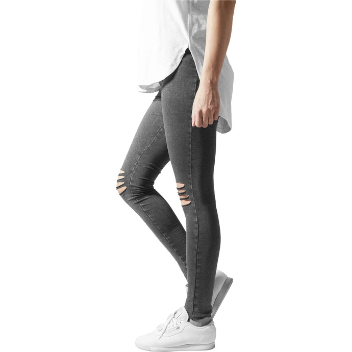 Women's Trousers (leggings) URBAN CLASSICS - Cutted Knee Leggings - Acid Black 5 Women's Trousers (leggings) URBAN CLASSICS - Cutted Knee Leggings - Acid Black - Image 3