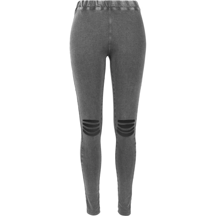 Women's Trousers (leggings) URBAN CLASSICS - Cutted Knee Leggings - Acid Black 6 Women's Trousers (leggings) URBAN CLASSICS - Cutted Knee Leggings - Acid Black - Image 4
