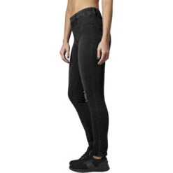 Women's Trousers URBAN CLASSICS - High Waist - Black Washed -Fashionable street clothing TB1539 M4 00709
