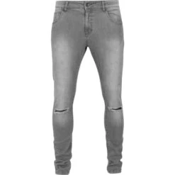 Men's Trousers URBAN CLASSICS - Slim Fit Knee Cut Denim -Fashionable street clothing TB1652 P1 00111