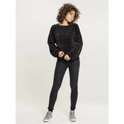 Women's Sweater URBAN CLASSICS - Chenille - Black -Fashionable street clothing TB2354 M12 00007