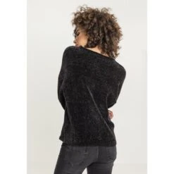 Women's Sweater URBAN CLASSICS - Chenille - Black -Fashionable street clothing TB2354 M2 00007