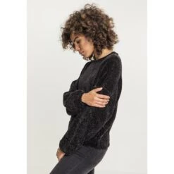 Women's Sweater URBAN CLASSICS - Chenille - Black -Fashionable street clothing TB2354 M4 00007