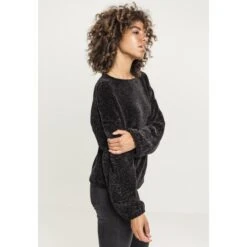 Women's Sweater URBAN CLASSICS - Chenille - Black -Fashionable street clothing TB2354 M5 00007