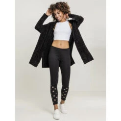 Women's Cardigan URBAN CLASSICS - Chenille - Black -Fashionable street clothing TB2355 M12 00007 1