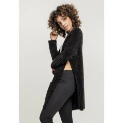 Women's Cardigan URBAN CLASSICS - Chenille - Black -Fashionable street clothing TB2355 M4 00007 1