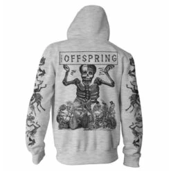 Men's Sweatshirt The Offspring - Skeletons - Grey -Fashionable street clothing The Offspring Skeletons Grey Hood Back