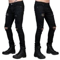 Men's Trousers (jeans) WORNSTAR - Rampager Shredded - Black 10 Men's Trousers (jeans) WORNSTAR - Rampager Shredded - Black -Fashionable street clothing WSP RPKSH J12a 2002x