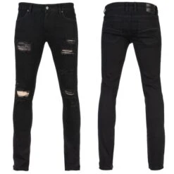 Men's Trousers (jeans) WORNSTAR - Rampager Shredded - Black 11 Men's Trousers (jeans) WORNSTAR - Rampager Shredded - Black -Fashionable street clothing WSP RPKSH J12a 2003x