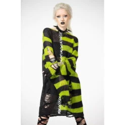 Sweater Unisex KILLSTAR - Acidic Knit - Black & Green -Fashionable street clothing acidic knit sweater 12