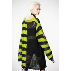 Sweater Unisex KILLSTAR - Acidic Knit - Black & Green -Fashionable street clothing acidic knit sweater 13