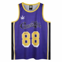 Men's Tank Top (jersey) CYPRESS HILL GREENTHUMB - PURPLE/YELLOW/BLACK/WHITE - AMPLIFIED -Fashionable street clothing amplified cypresshill cypresshillgreenthumbbballvest 1675959670ZAV836K21 PUF 1