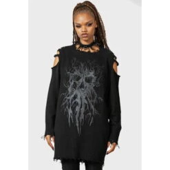 Sweater Unisex KILLSTAR - Apparitions Knit - Black 10 Sweater Unisex KILLSTAR - Apparitions Knit - Black -Fashionable street clothing apparitions knit sweater black 10v