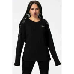 Women's Jumper KILLSTAR - At Ease - Black -Fashionable street clothing at ease long sleeve top b001