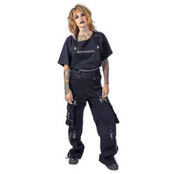 Men's Trousers HEARTLESS - DORCAS DUNGAREES - BLACK -Fashionable street clothing dorcas dungarees unisex bjlack 3