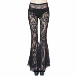 Women's Trousers DEVIL FASHION - Pagan Festivity Gothic Fishnet Bell-Bottom