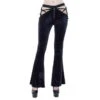 Women's Trousers DEVIL FASHION - Negative Nancy Gothic Velvet Flared Pants With Lace -Fashionable street clothing ept0078sl