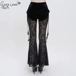 Women's Trousers DEVIL FASHION - Gothic Drawstring Mesh Splice Flared -Fashionable street clothing ept012 001