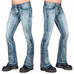 Men's Trousers (jeans) WORNSTAR - Hellraiser - Classic Blue -Fashionable street clothing essentials collection hellraiser side zipper pants classic blue 003