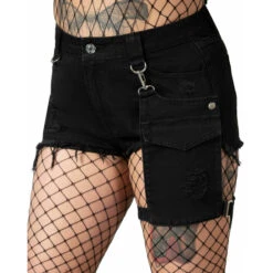 Women's Shorts KILLSTAR - Fury Road Denim Garter - Black