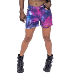 Women's Shorts Vixxsin - GAIA - BLUE/PINK TIE DYE -Fashionable street clothing gaia shorts ladies blue pink tie dye vixxsin 3