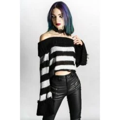 Women's Sweater KILLSTAR - Ghost Lemonade Knit - Black / White