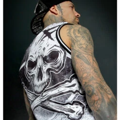 Men's Top (jersey) HYRAW - WHITE BLAZON 11 Men's Top (jersey) HYRAW - WHITE BLAZON -Fashionable street clothing hyraw debardeur basket blanc homme white blazon 4