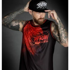 Men's Top (jersey) HYRAW - BURN IN HELL -Fashionable street clothing hyraw debardeur basket noir homme burn in hell 2