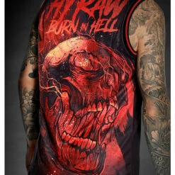 Men's Top (jersey) HYRAW - BURN IN HELL -Fashionable street clothing hyraw debardeur basket noir homme burn in hell 3