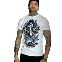 Men's T-shirt HYRAW - Graphic - SKULL AND BONES - WHITE