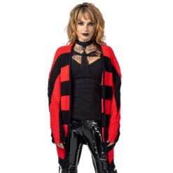 Women's Sweater HEARTLESS - IN A DAZE CARDIGAN - BLACK/RED