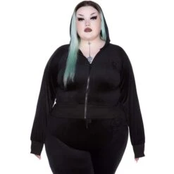 Women's Hoodie KILLSTAR - Just Crew-Sin Velvet - BLACK -Fashionable street clothing just crew sin velvet hoodie b002