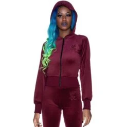 Women's Hoodie KILLSTAR - Just Crew-Sin Velvet - BURGUNDY