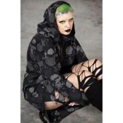 Hoodie Unisex KILLSTAR - Tzompantli Oversized - Black -Fashionable street clothing lmsaptr22i
