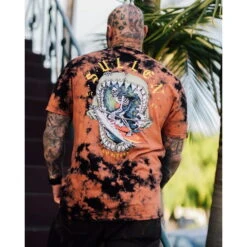 Men's T-shirt SULLEN - NO BITERS - CORAL / BLACK -Fashionable street clothing no biters 28vho