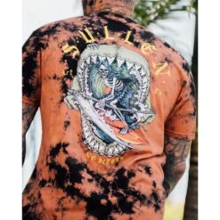 Men's T-shirt SULLEN - NO BITERS - CORAL / BLACK -Fashionable street clothing no biters 29vho